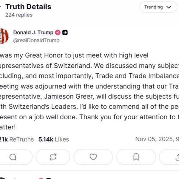 Trump meets Swiss officers, alerts progress on tariff dispute
