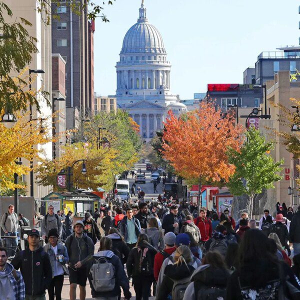 Violent anti-ICE picture at UW-Madison below police investigation