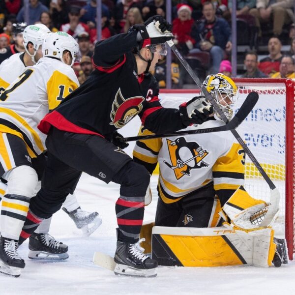 Brady Tkachuk scores twice as Senators clean reeling Penguins