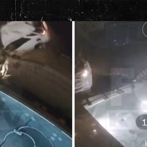 Airborne Car Crashes Into Yard, Driver Plunges Into Pool, on Video