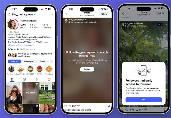 Instagram Tests Early Access Reels to Help Drive Audience Growth