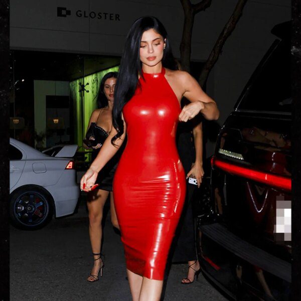 Kylie Jenner Rocks Red Dress at Holiday Party in Los Angeles