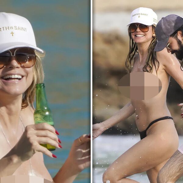 Heidi Klum Splashes Around Topless in Ocean with Husband Tom Kaulitz