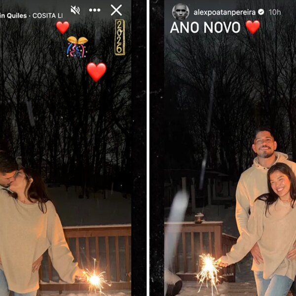 UFC Stars Alex Pereira, Tracy Cortez Share Kiss At New Year’s Celebration