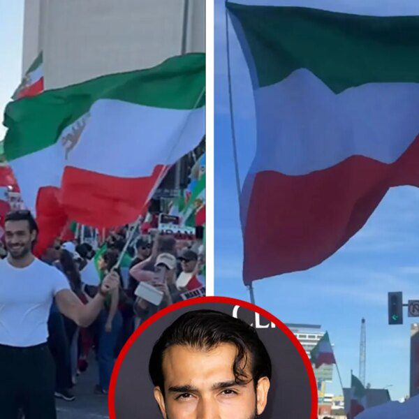 Sam Asghari Proudly Reps Roots, Waves Iranian Flag at L.A. Protest