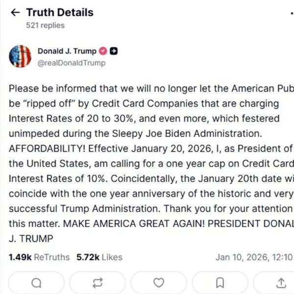 Trump floats one-year 10% credit-card charge cap, provides zero enforcement element, simply&hellip;