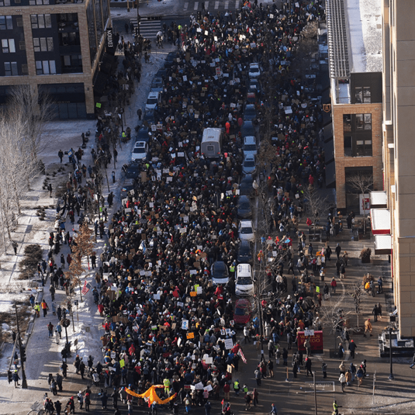 Anti-ICE agitators march to, rally at Target Center in downtown Minneapolis