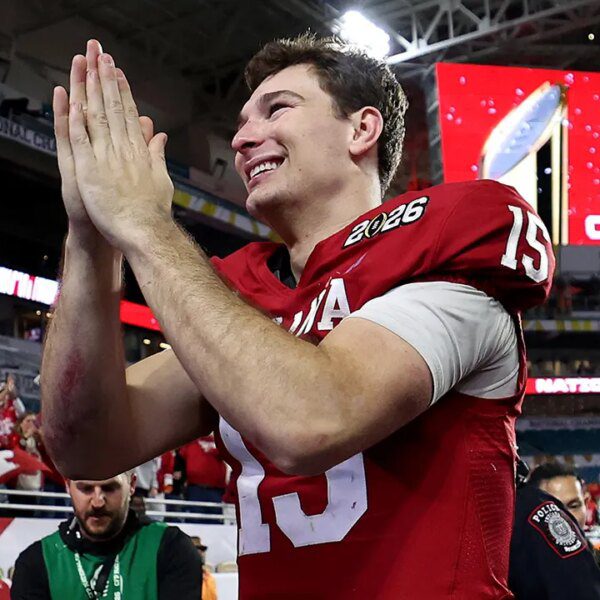 Indiana’s Fernando Mendoza celebrates nationwide title with monks