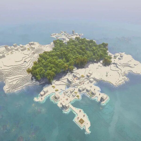 This Minecraft seed spawns you on an island with 4 villages