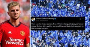 “Once a snake always a snake” – Chelsea followers slam Mason Mount for his gesture at Blues followers in Manchester United’s win at Stamford Bridge