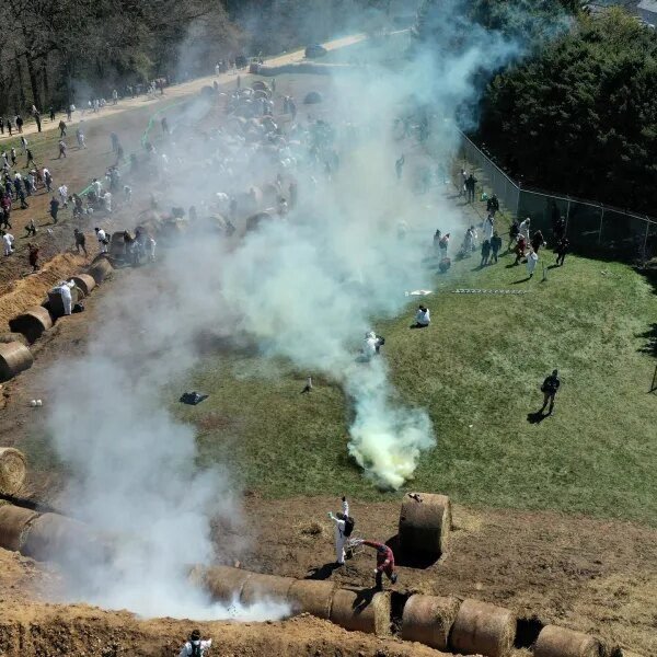 About 1,000 animal welfare activists tried to storm a beagle analysis facility