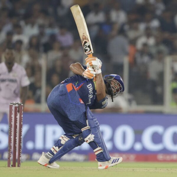 Rishabh Pant falls over in dramatic trend after hitting trademark scoop shot&hellip;