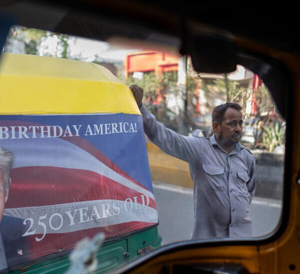 Trump’s Portrait Pops Up on Rickshaws in India to Mark America’s 250th