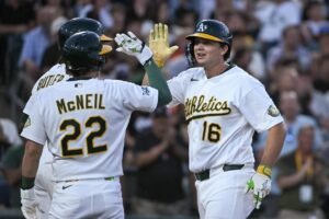 Athletics’ Nick Kurtz goals to proceed energy surge vs. Giants