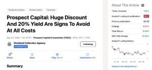 Prospect Capital: 59% Discount Looks Tempting, But I Wouldn’t Touch It With A ten-Foot Pole