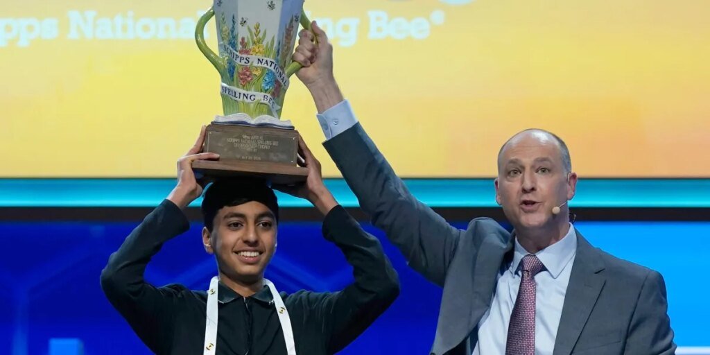 National Spelling Bee champion Shrey Parikh spells 32 phrases accurately in 90 seconds to win