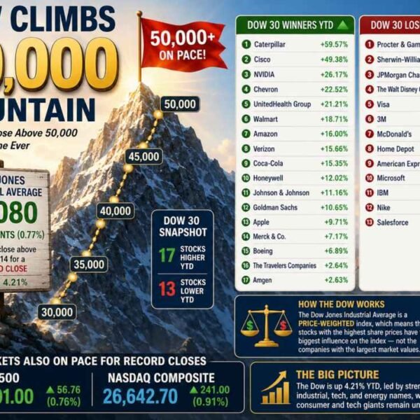 Dow is on tempo to shut above 50K for the 4th time…