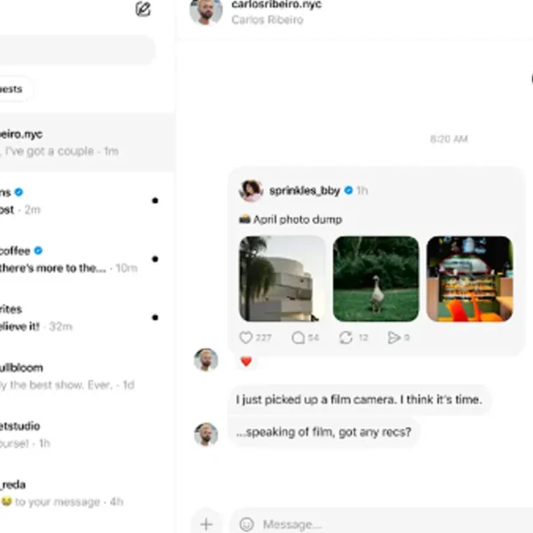 Threads provides direct messaging entry on desktop
