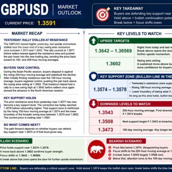 GBPUSD backs off into help. Yesterday’s resistance is at this time’s help.