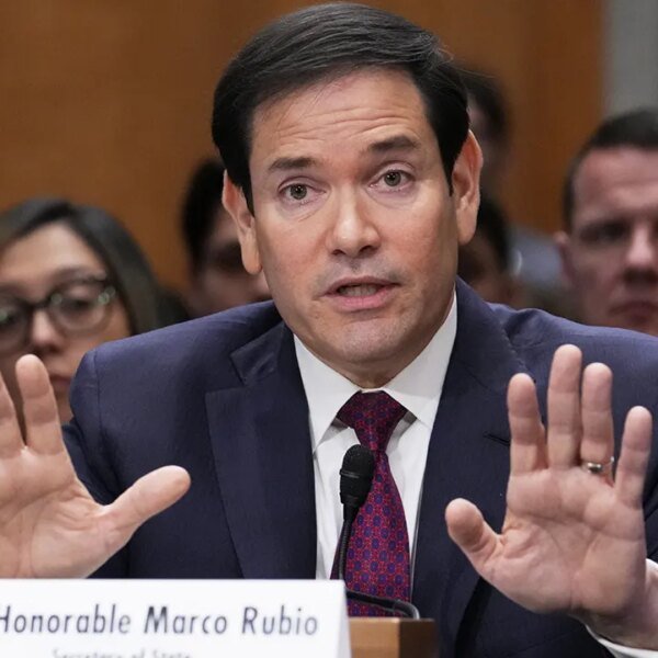 Marco Rubio turns into Secretary of Everything meme holding a number of&hellip;