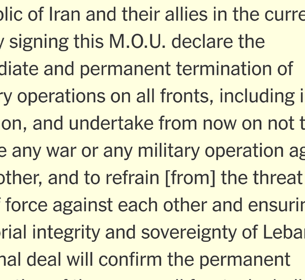 U.S.-Iran Agreement Includes Strait of Hormuz, Lebanon and More: See Full Text&hellip;