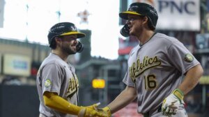 A’s give sneak peek of future as they welcome Brewers to Vegas