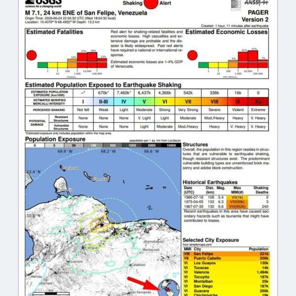 Magnitude 7.1 quake topples Caracas buildings as USGS warns of excessive Venezuela&hellip;