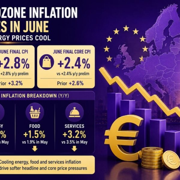 Euro space inflation confirmed to have eased barely in June