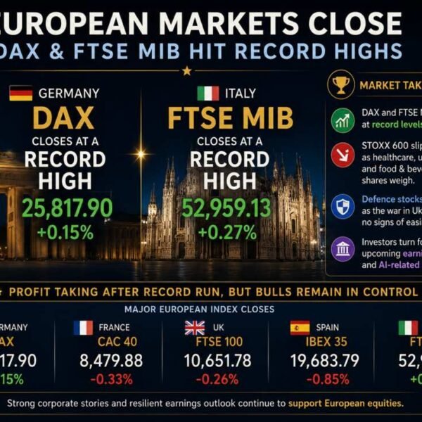 German Dax/Italy FTSE MIB shut at a brand new information, however different…