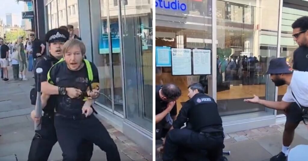 Graphic: UK Cop Tries to Arrest Man Who Bought Baseball Bat and Carried It Out of Store, Crowd Comes to Man’s Defense Instead of Cop’s