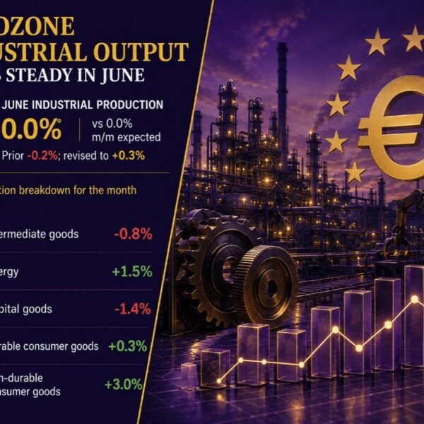 Euro space industrial output holds flat in June
