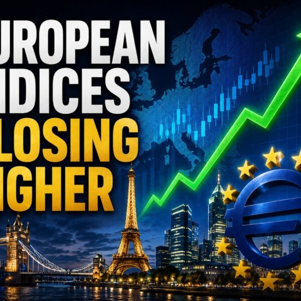 European indices (san UK FTSE 100) closed solidly larger on the day.