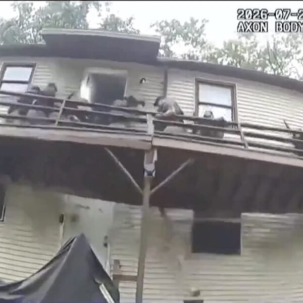 WATCH: Terrifying Moment Deck COLLAPSES Beneath U.S. Marshals During Missouri Raid on…