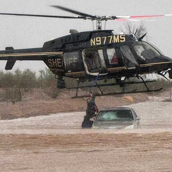 Arizona sheriff’s helicopter rescue saves 2 folks in flooded automotive