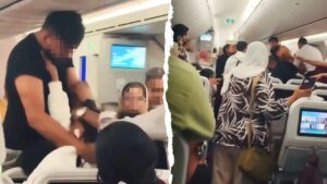 Fierce brawl between flight passengers erupts midair on London-bound flight