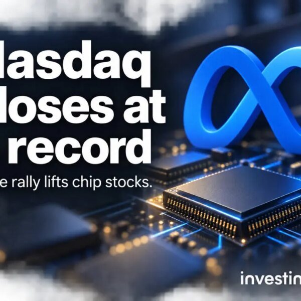 Nasdaq Composite closes at a report as Meta and chip shares surge