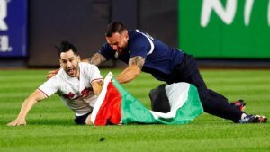 Yankee stadium safety deal with discipline invader waving Palestinian flag throughout 9/11 anniversary recreation