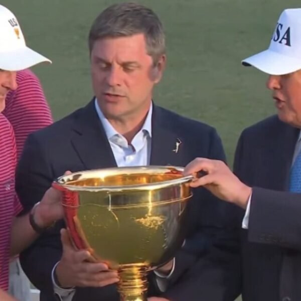 WATCH: Trump Presents Presidents Cup Tropy to Team USA After eleventh Straight&hellip;