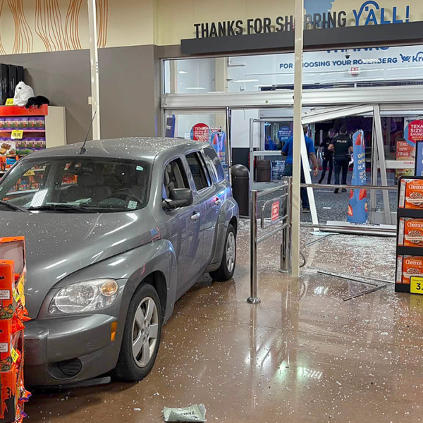 Texas man arrested for crashing into Kroger over needing a rest room