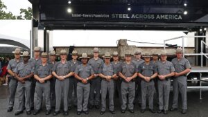 World Trade Center metal beam arrives at West Point for 9/11 tour