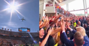 WATCH: Trump Buzzes Over University of Tennessee Football Stadium on Air Force One, High Fives Fans in Roaring Crowd