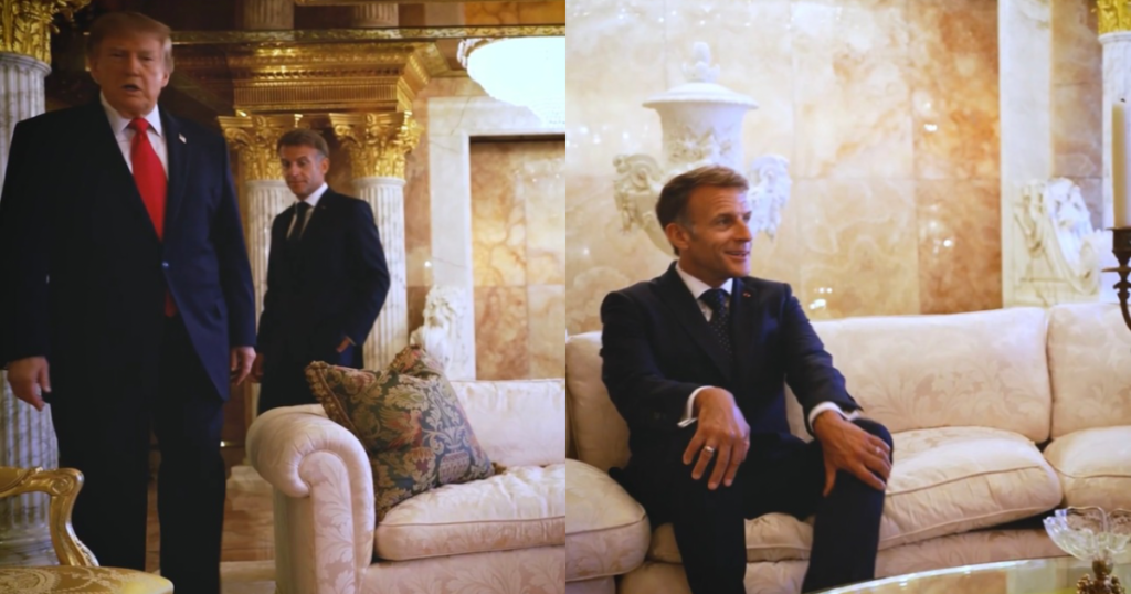 WATCH: French President Emmanuel Macron Inside Look from Meeting at Trump’s Golden Trump Tower Apartment and Meeting With Zelensky in Dingy Conference Room