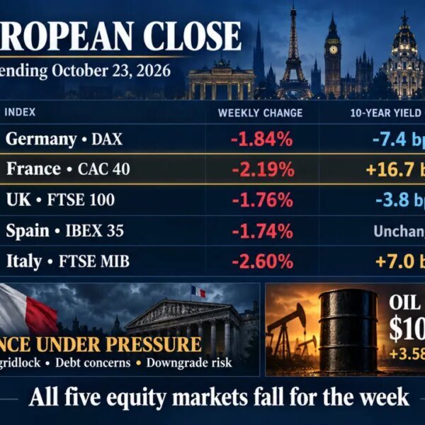 European shares submit weekly losses. French yields climb. Brent above $117/crude above&hellip;