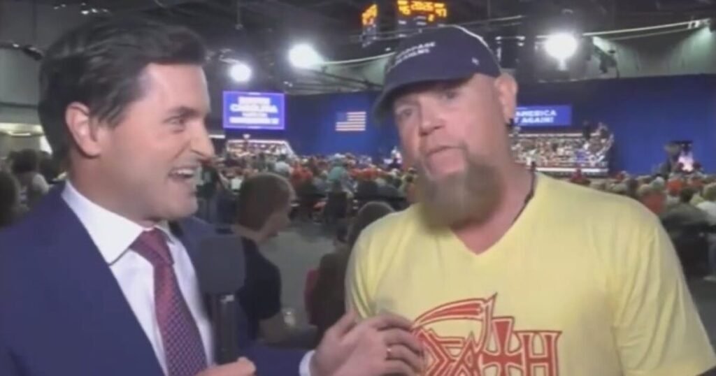 (VIDEO) Man at Trump Rally Wearing “Death” Shirt Calls for “Massacre” on Fox News * The Gateway Pundit * by Jordan Conradson