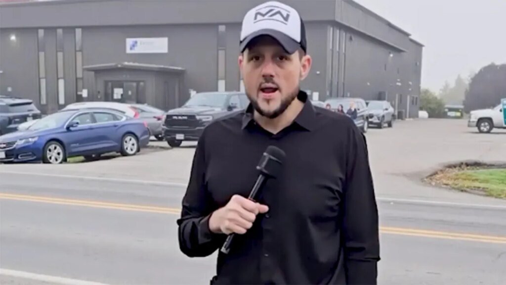 Maine Wire reporter Joe Sokol almost run over exterior Bangor clinic