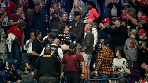 Heckler in ‘Release the Epstein Files’ shirt punched at Trump rally in Ohio